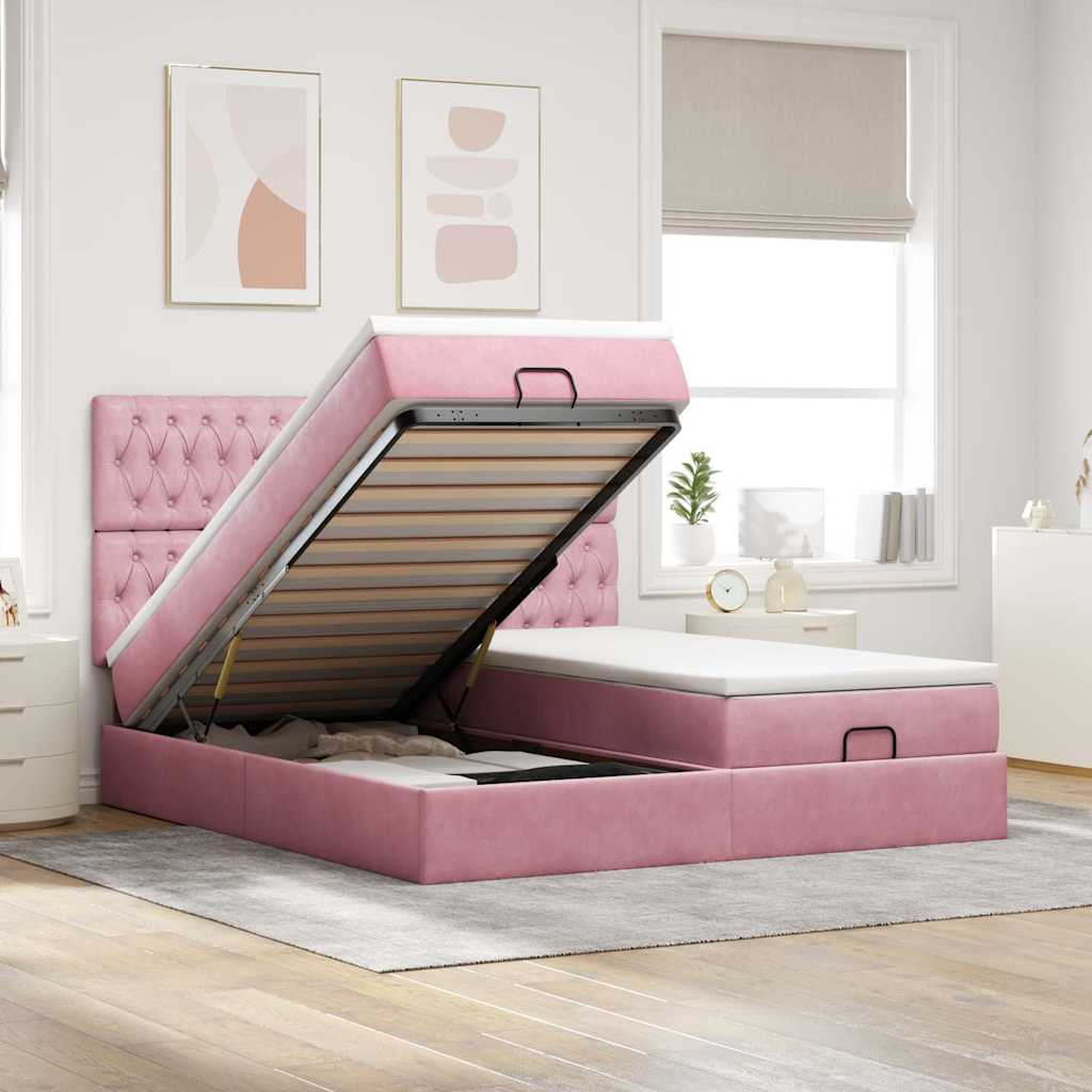 Cadre De Lit Ottoman Avec Matelas Velours