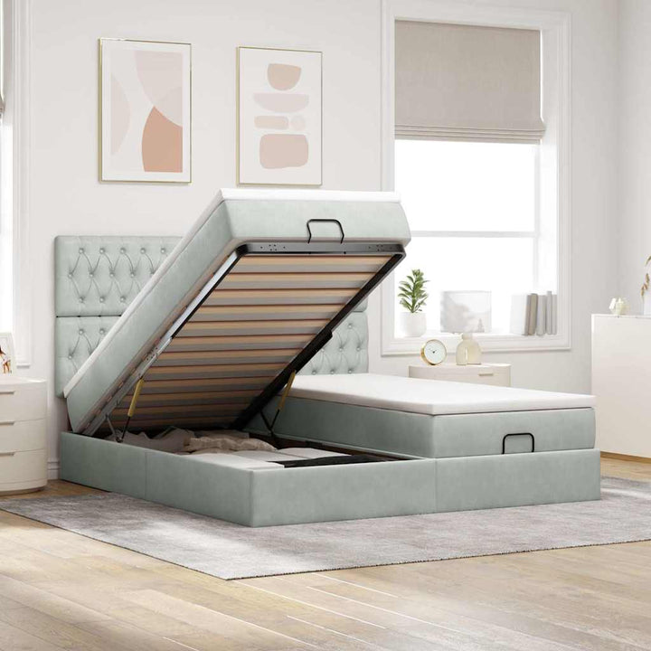 Cadre De Lit Ottoman Avec Matelas Velours