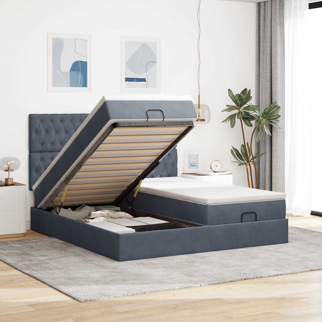 Cadre De Lit Ottoman Avec Matelas Velours