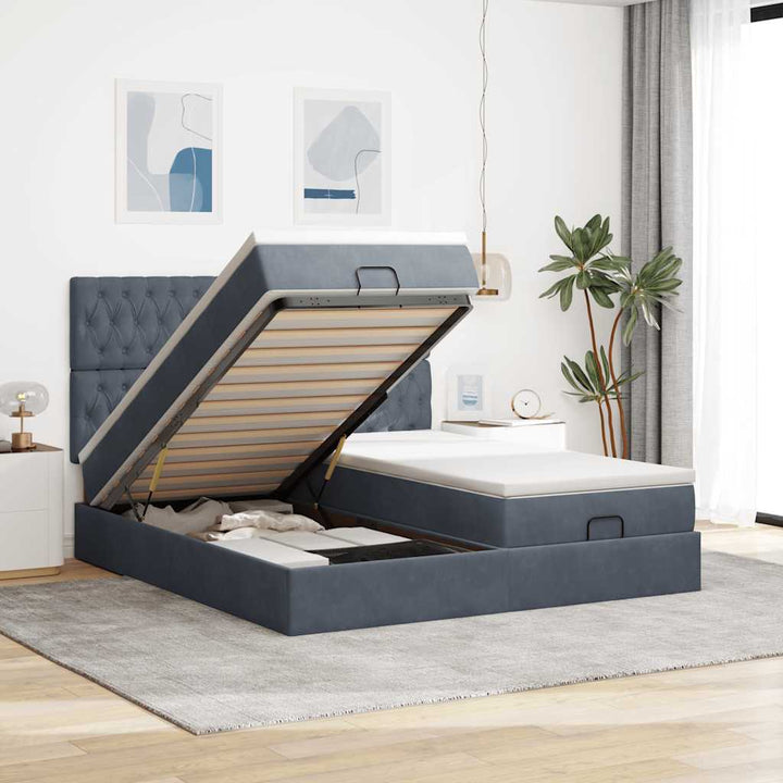 Cadre De Lit Ottoman Avec Matelas Velours