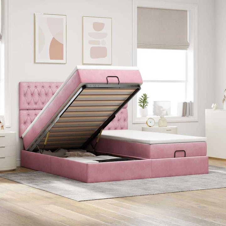 Cadre De Lit Ottoman Avec Matelas Velours