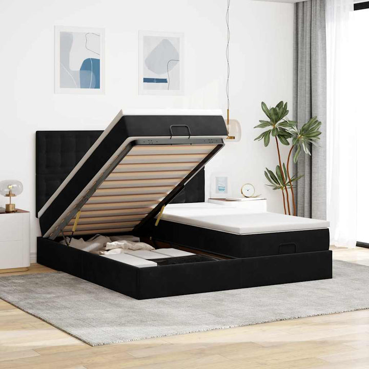 Cadre De Lit Ottoman Avec Matelas Velours