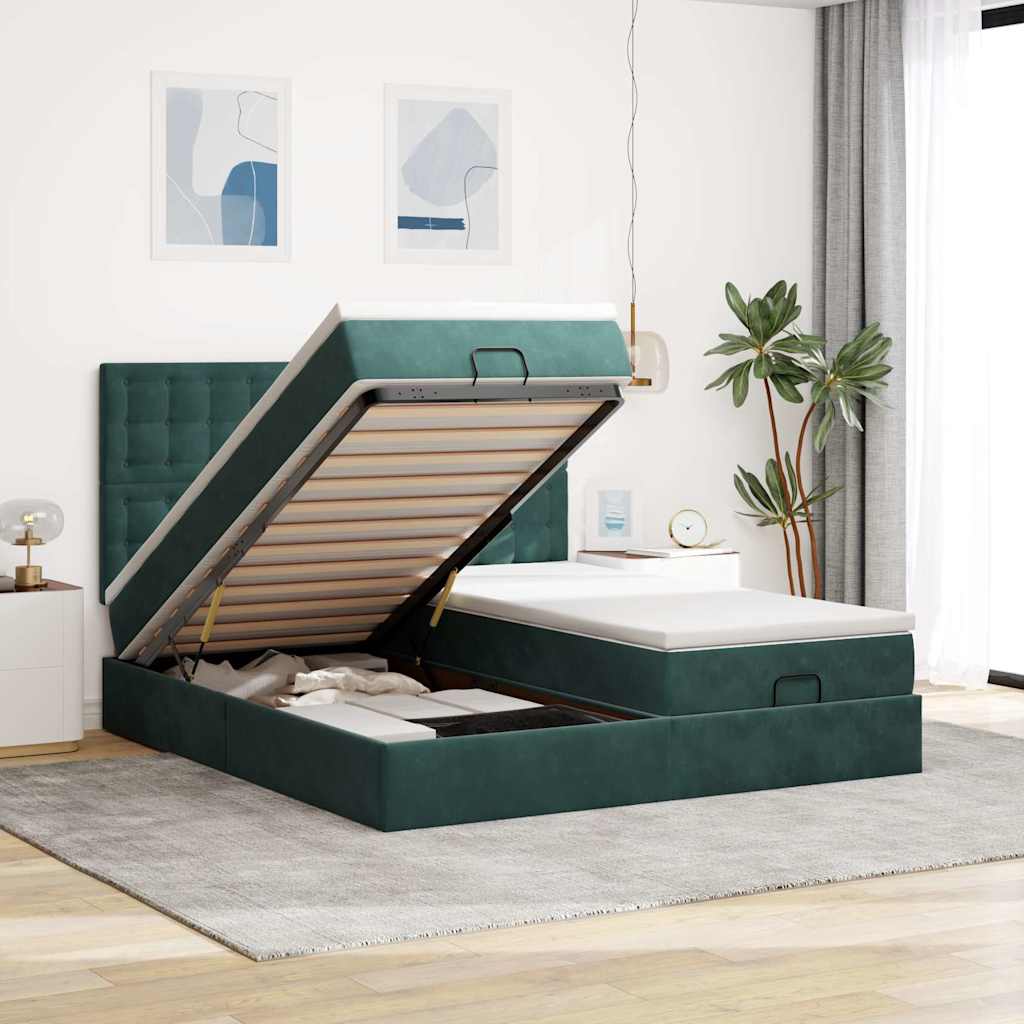 Cadre De Lit Ottoman Avec Matelas Velours
