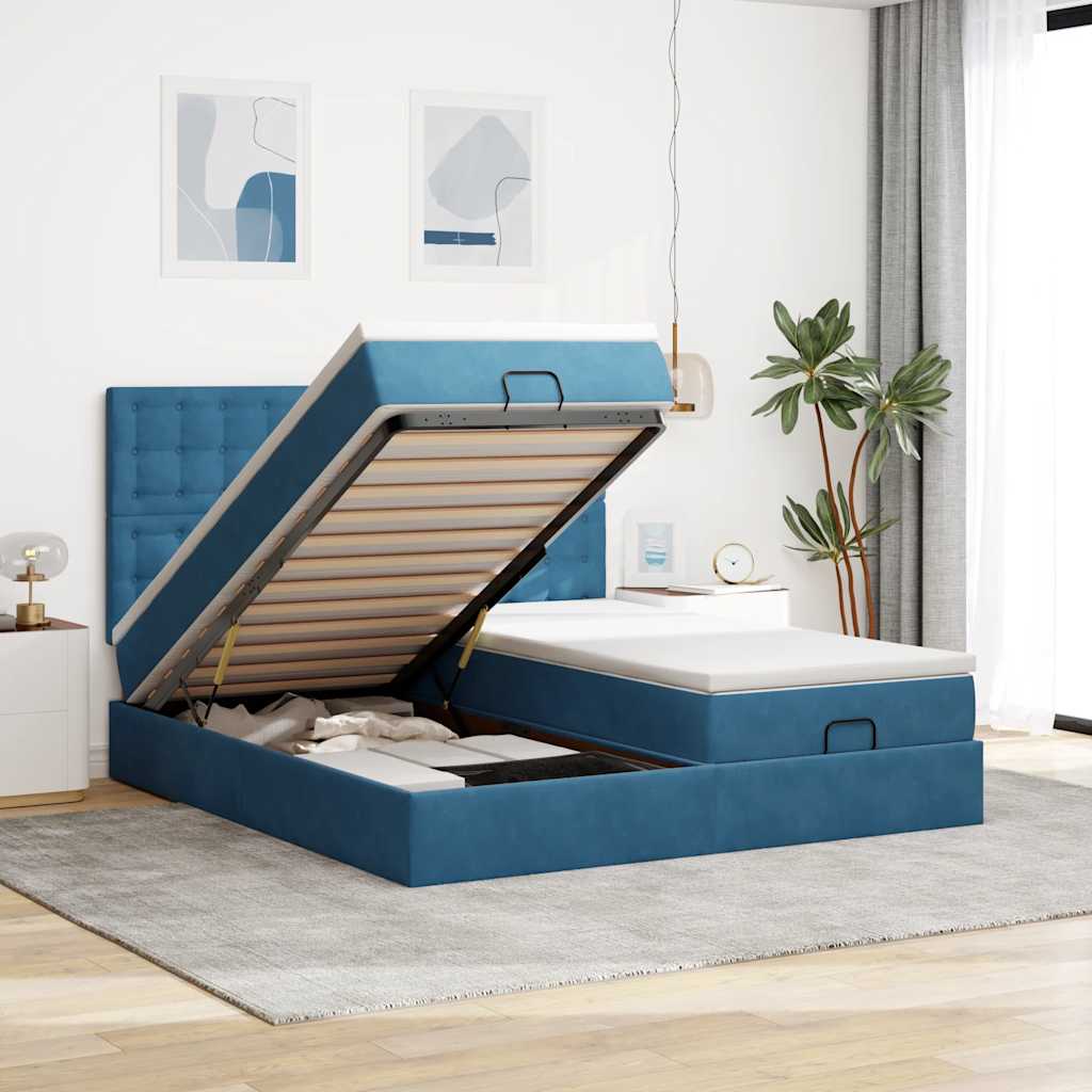 Cadre De Lit Ottoman Avec Matelas Velours