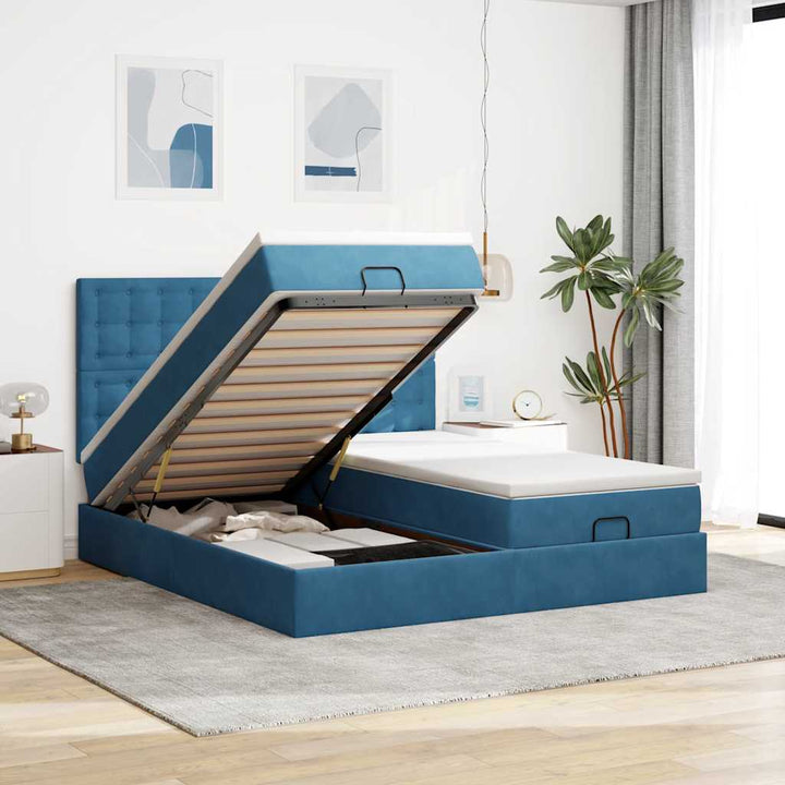 Cadre De Lit Ottoman Avec Matelas Velours