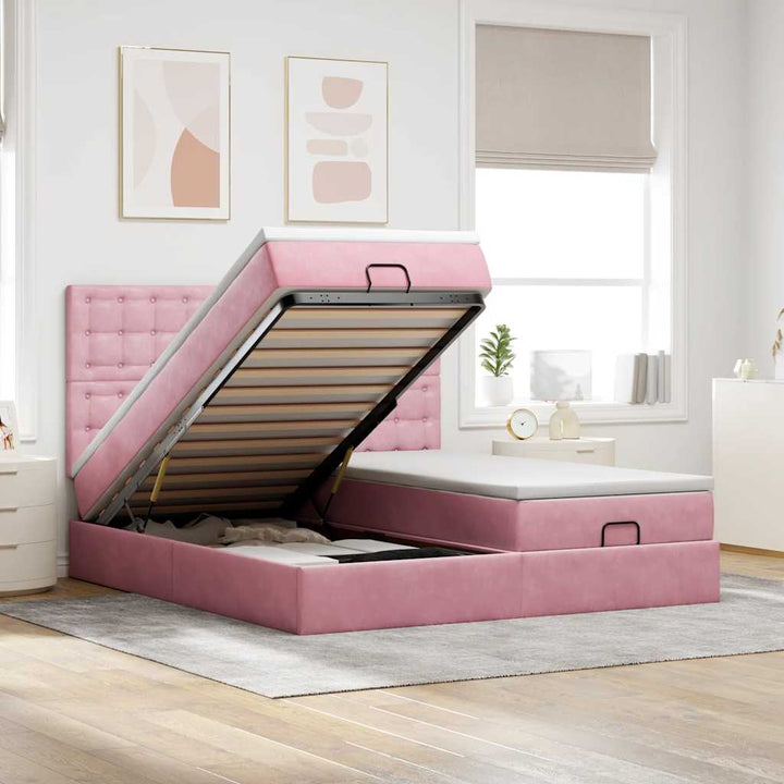 Cadre De Lit Ottoman Avec Matelas Velours