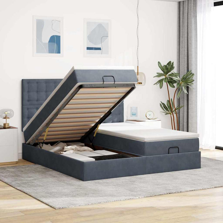 Cadre De Lit Ottoman Avec Matelas Velours