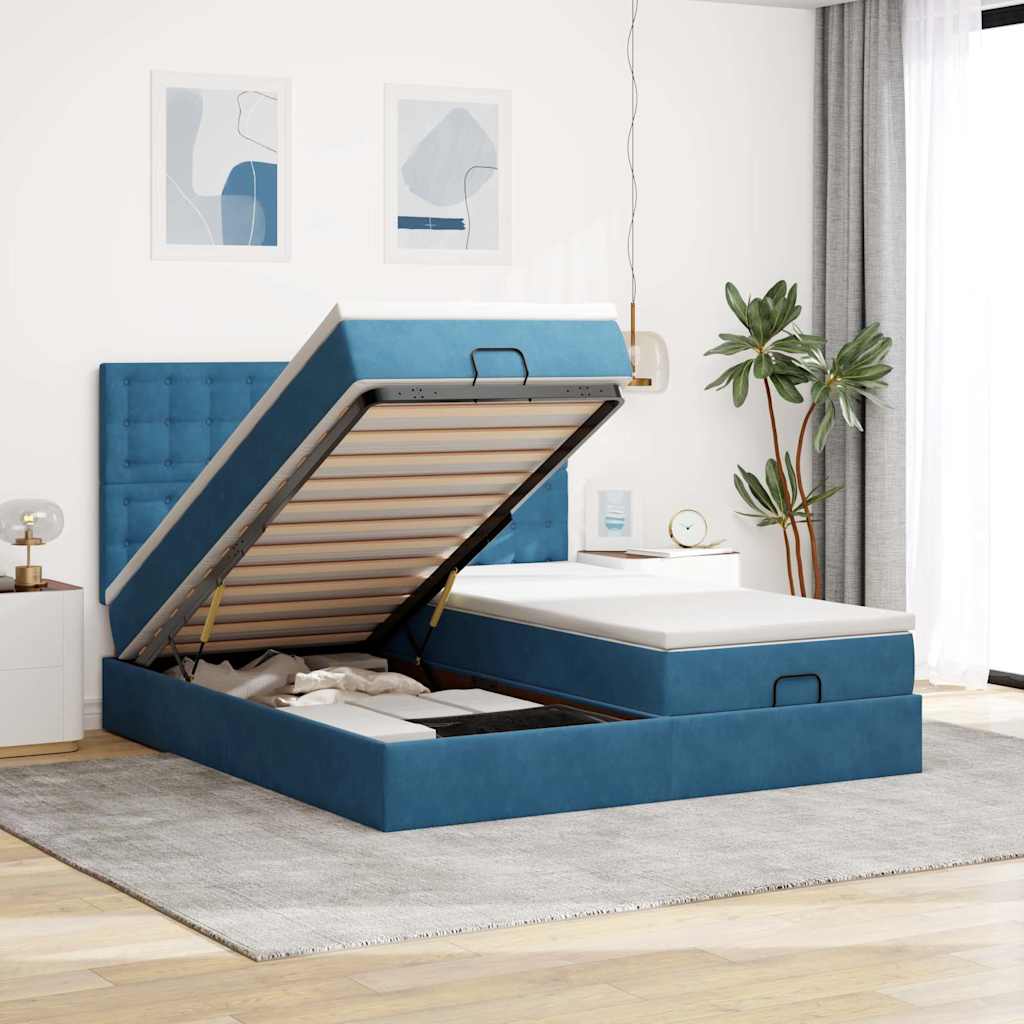 Cadre De Lit Ottoman Avec Matelas Velours