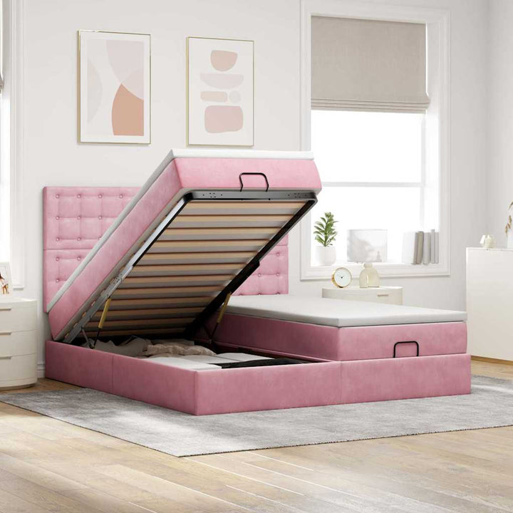 Cadre De Lit Ottoman Avec Matelas Velours