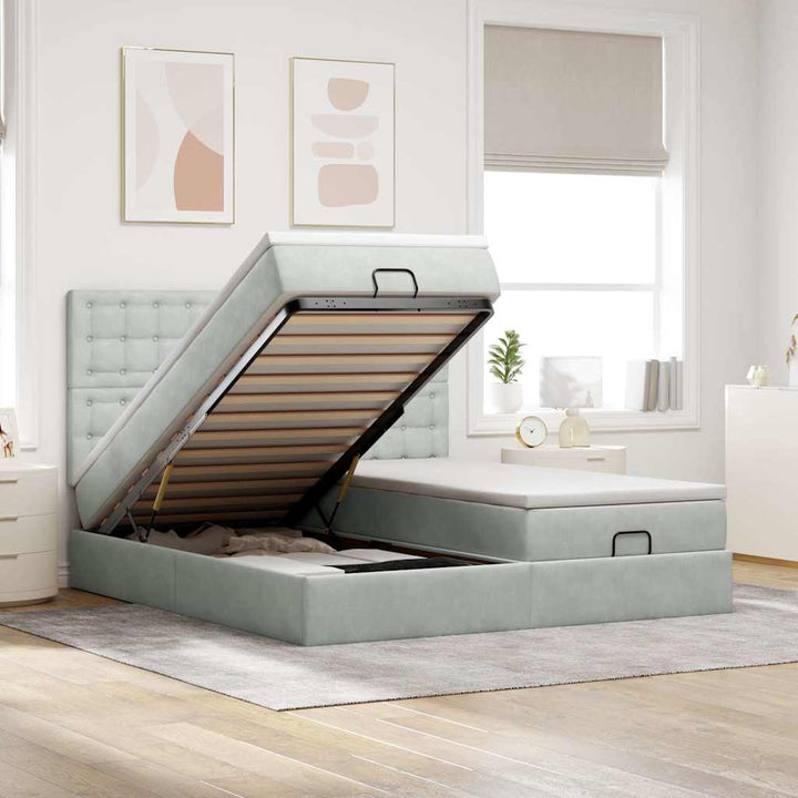 Cadre De Lit Ottoman Avec Matelas Velours