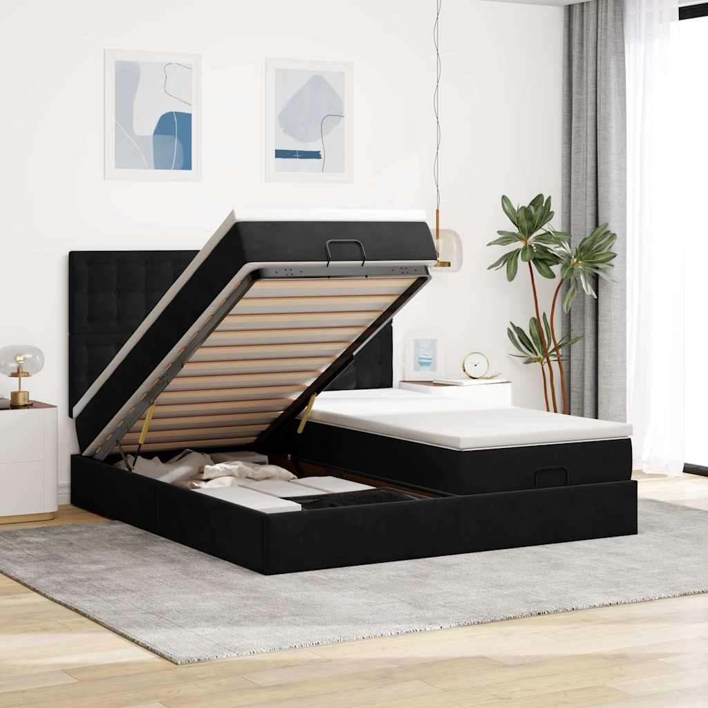 Cadre De Lit Ottoman Avec Matelas Velours