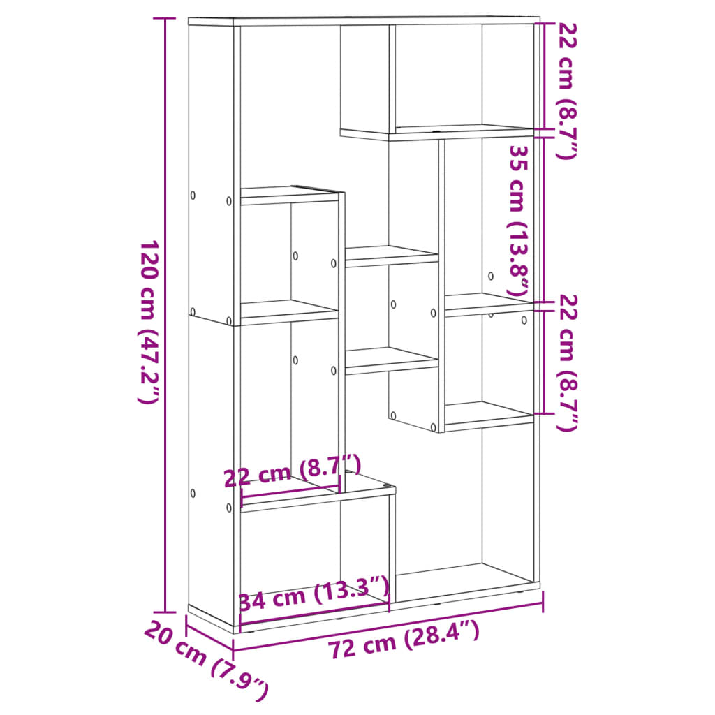 Bibliothèque 72X20X120 Cm Bois D'ingénierie