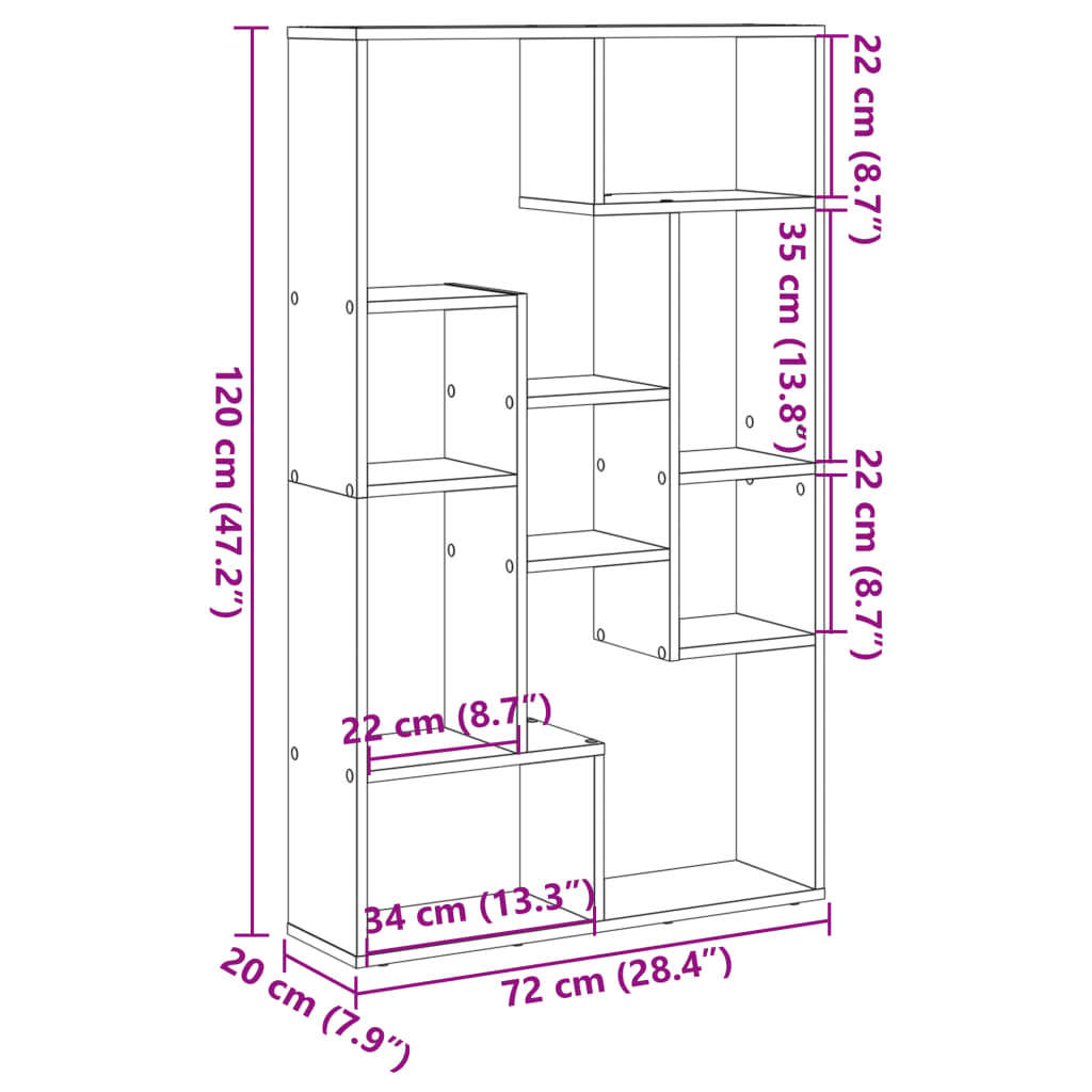 Bibliothèque 72X20X120 Cm Bois D'ingénierie