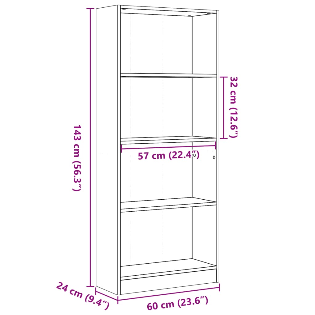 Bibliothèque 60X24X Bois D'ingénierie Chêne Fumé