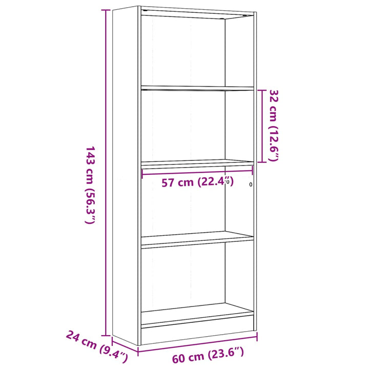 Bibliothèque 60X24X Bois D'ingénierie Chêne Fumé