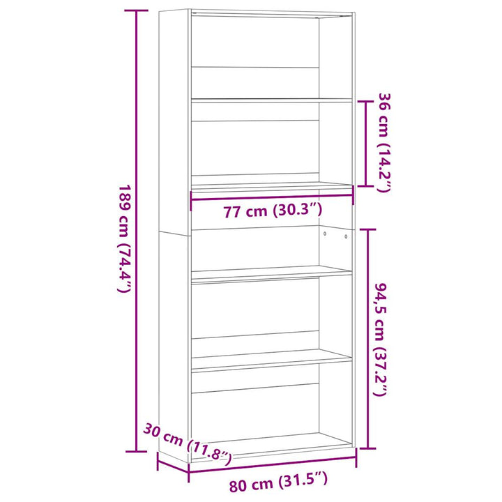 Bibliothèque 80X30X Bois D'ingénierie Chêne Sonoma