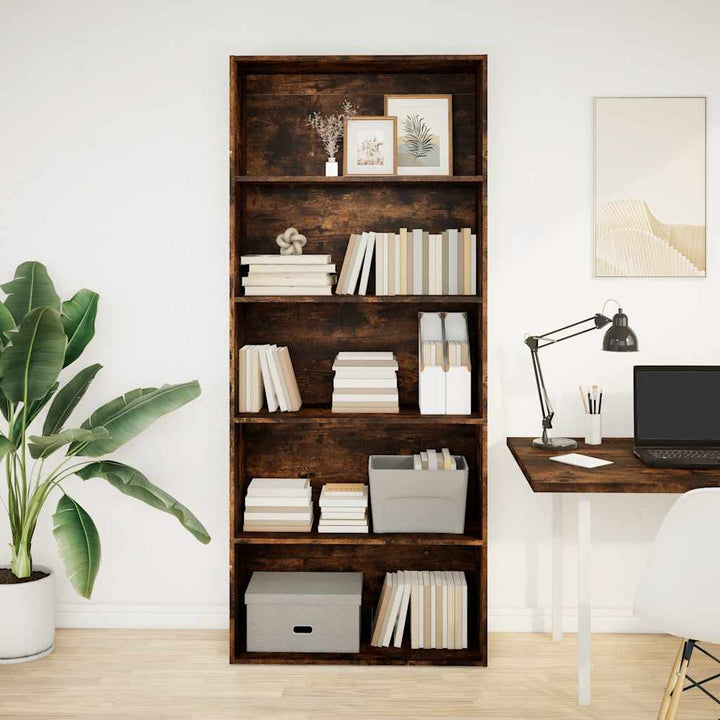 Bibliothèque 80X30X Bois D'ingénierie Chêne Fumé