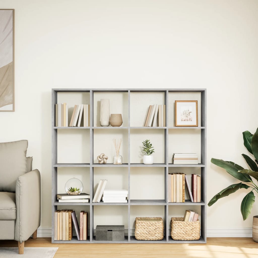 Bibliothèque 137,5X29X137,5 Cm Bois D'ingénierie Gris Béton