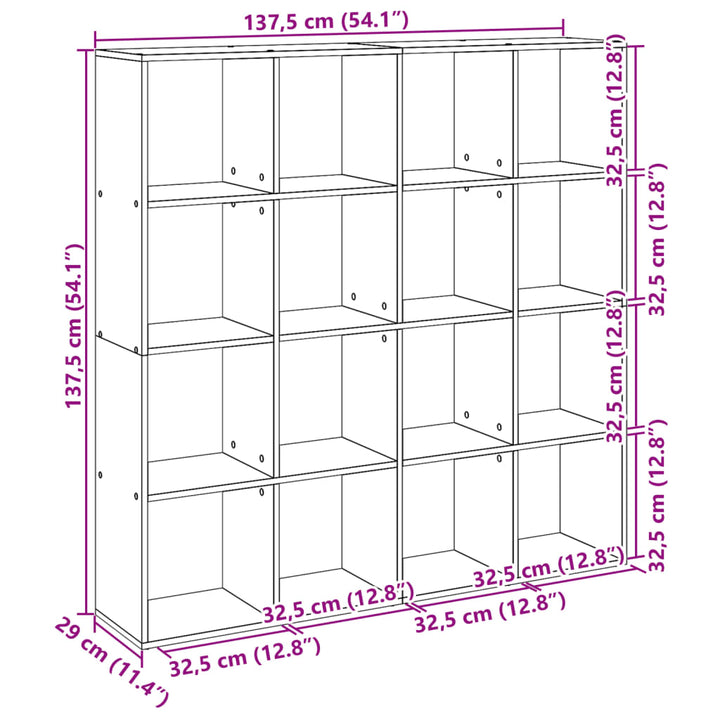 Bibliothèque 137,5X29X137,5 Cm Bois D'ingénierie Gris Béton