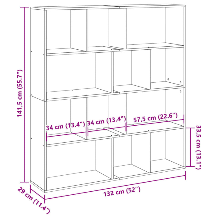 Bibliothèque Chêne Artisanal 132X29X141,5 Cm Bois D'ingénierie Artisian Oak