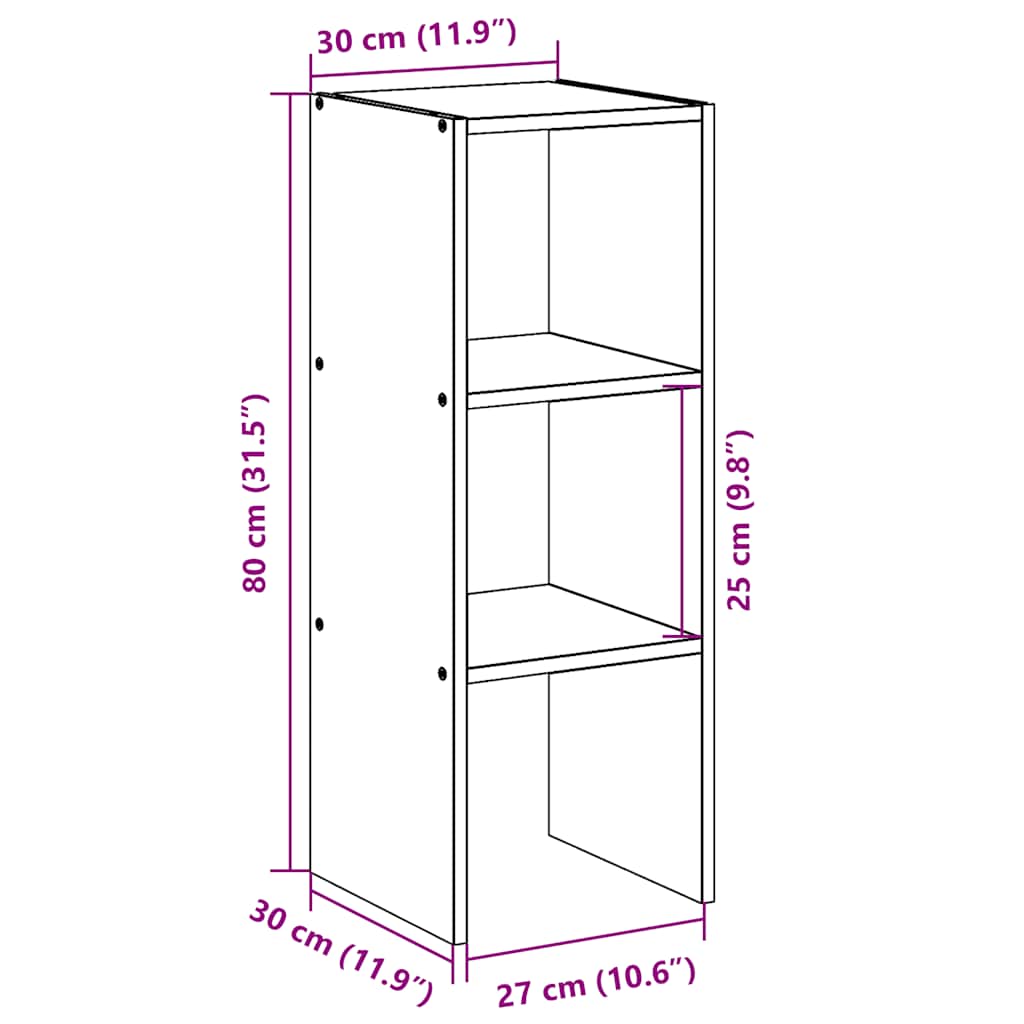 Bibliothèque Empilable 30X30X80 Cm Bois D'ingénierie