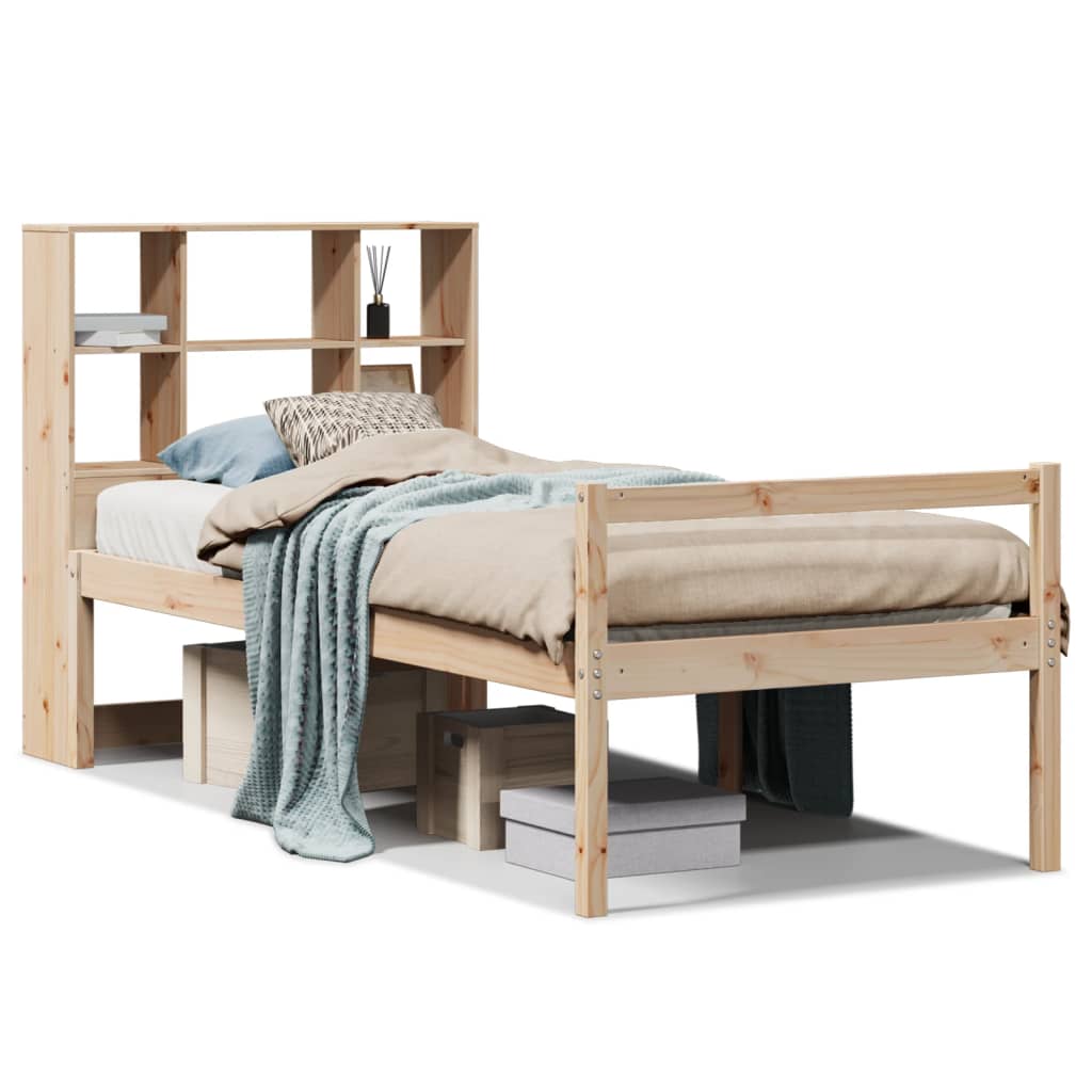Lit Bibliothèque Sans Matelas Bois Massif De Pin