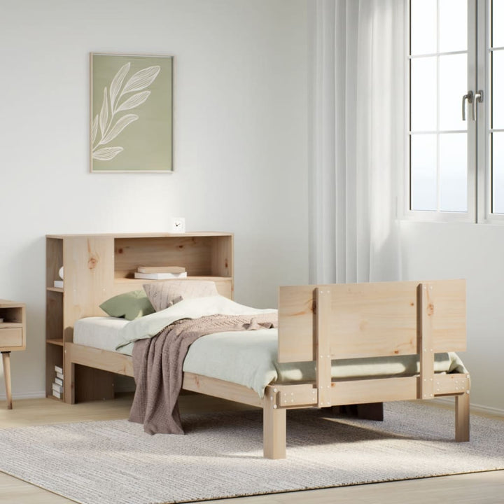 Lit Bibliothèque Sans Matelas 90X190Cm Bois De Pin Massif