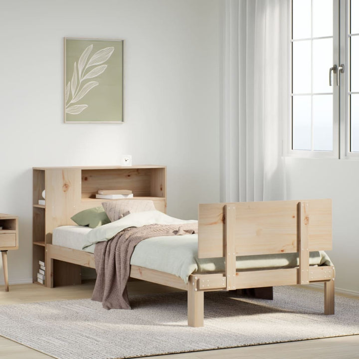 Lit Bibliothèque Sans Matelas 90X190Cm Bois De Pin Massif