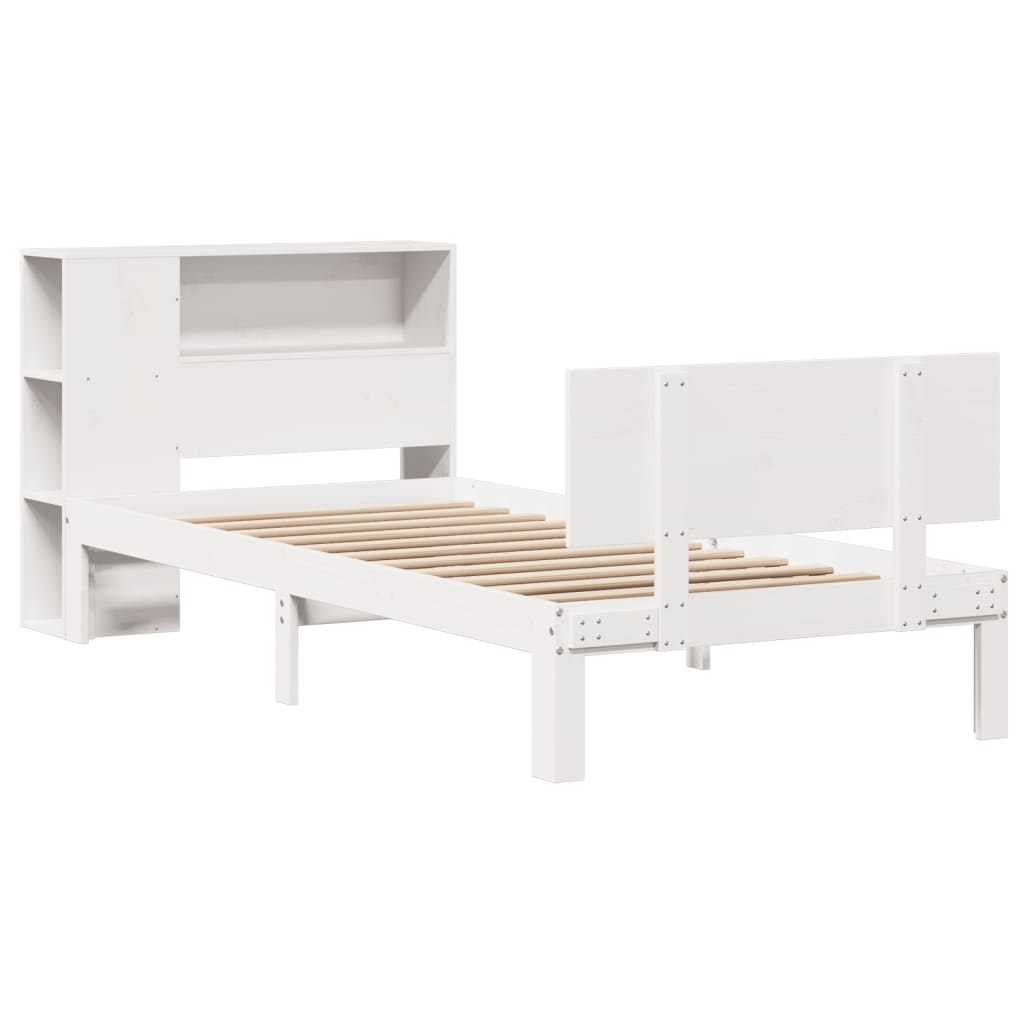 Lit Bibliothèque Sans Matelas 90X190Cm Bois De Pin Massif