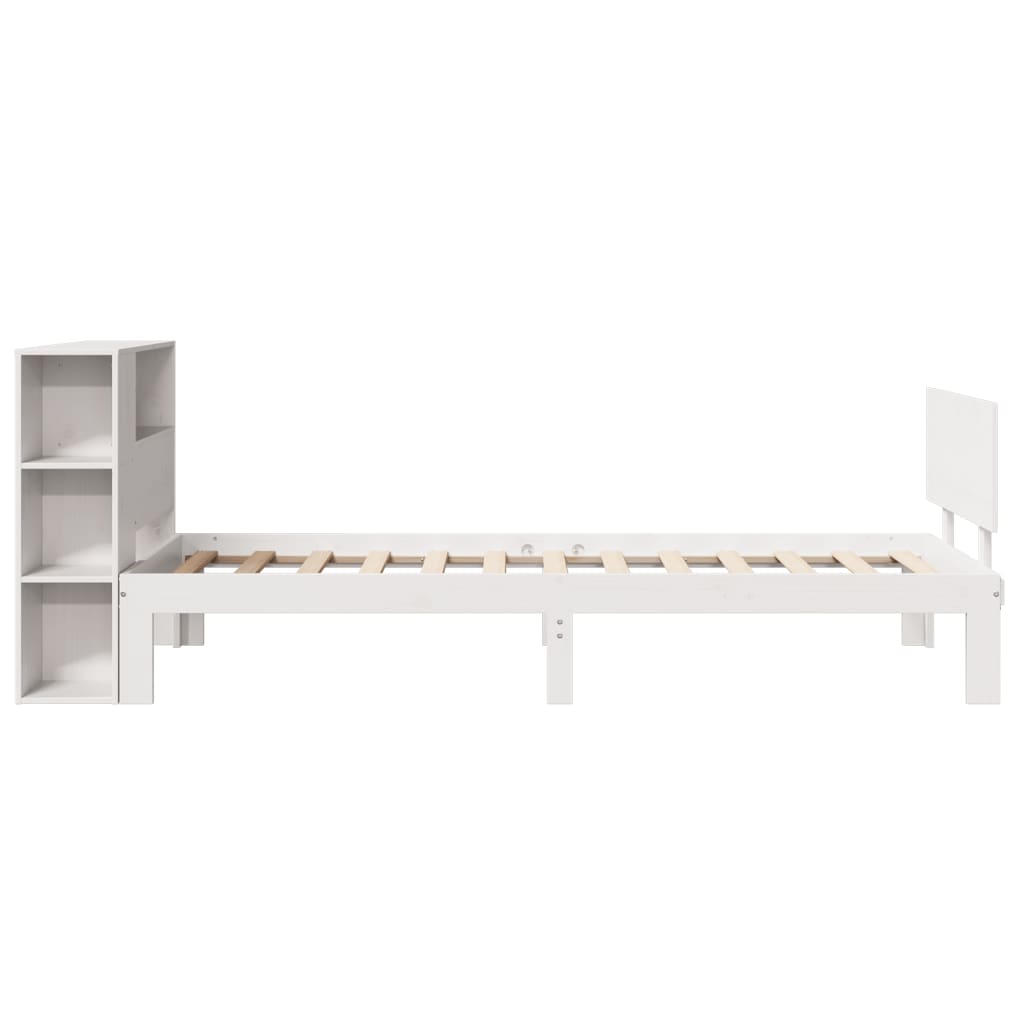 Lit Bibliothèque Sans Matelas 90X190Cm Bois De Pin Massif
