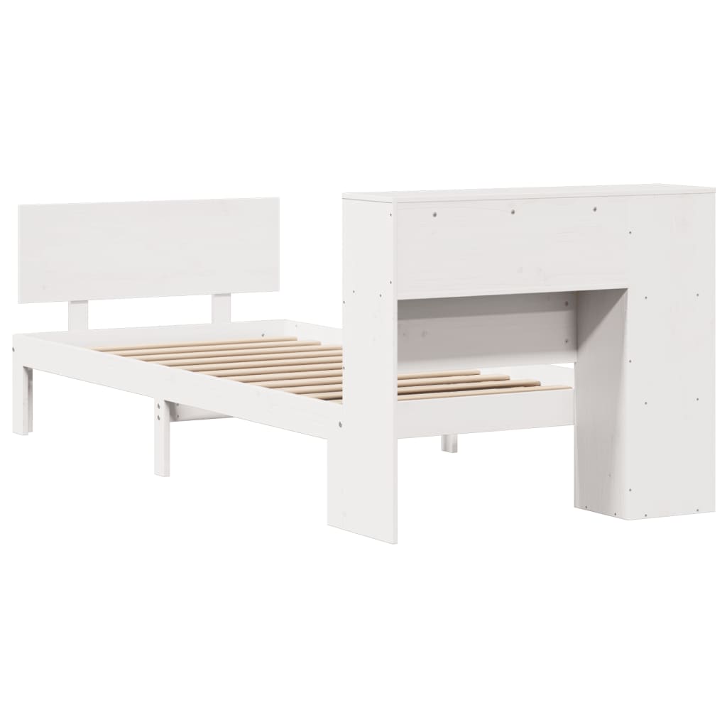 Lit Bibliothèque Sans Matelas 90X190Cm Bois De Pin Massif