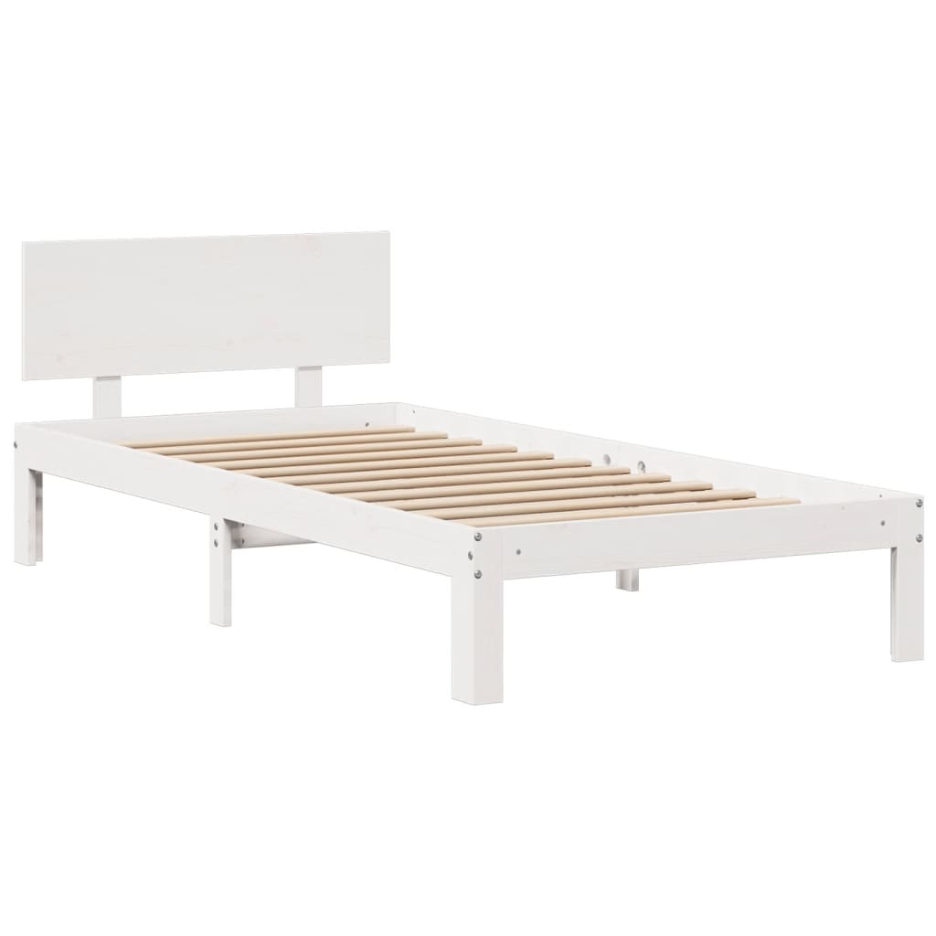 Lit Bibliothèque Sans Matelas 90X190Cm Bois De Pin Massif