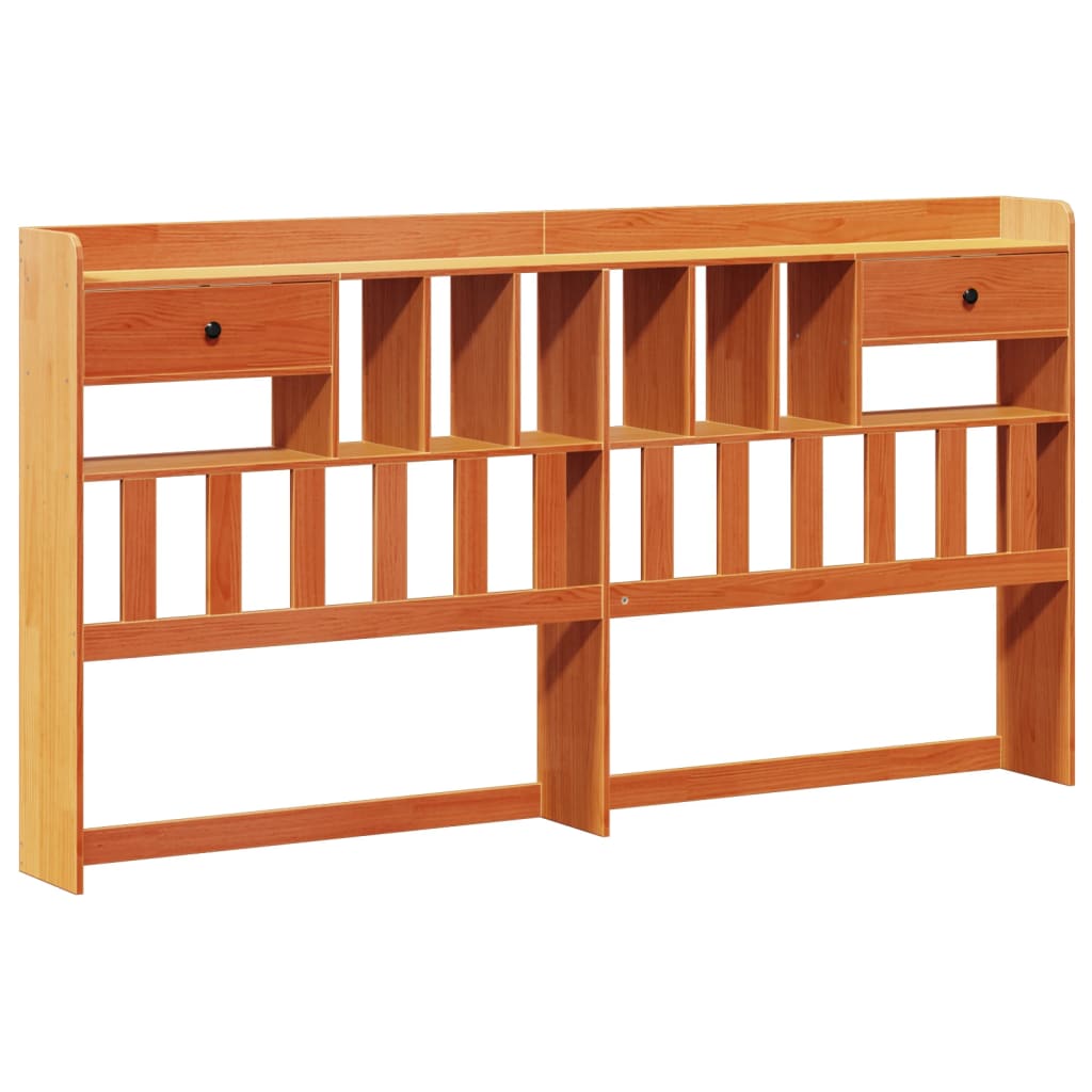 Lit Bibliothèque Sans Matelas Cire Marron Pin Massif