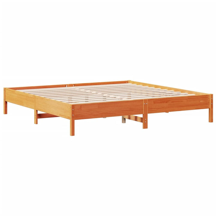 Lit Bibliothèque Sans Matelas Cire Marron Pin Massif