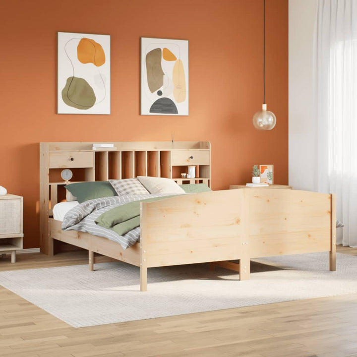 Lit Bibliothèque Sans Matelas Bois Pin Massif
