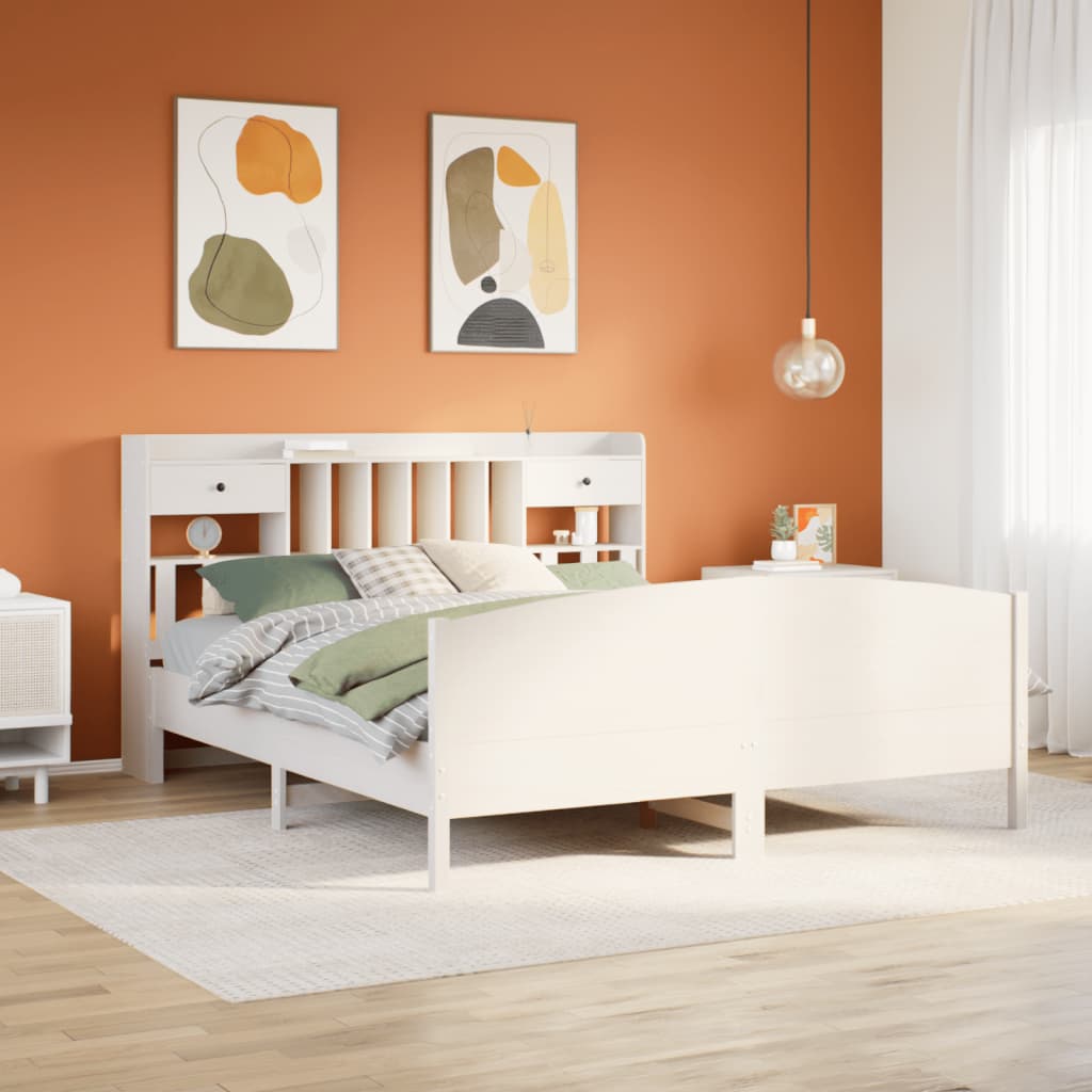 Lit Bibliothèque Sans Matelas Bois Pin Massif