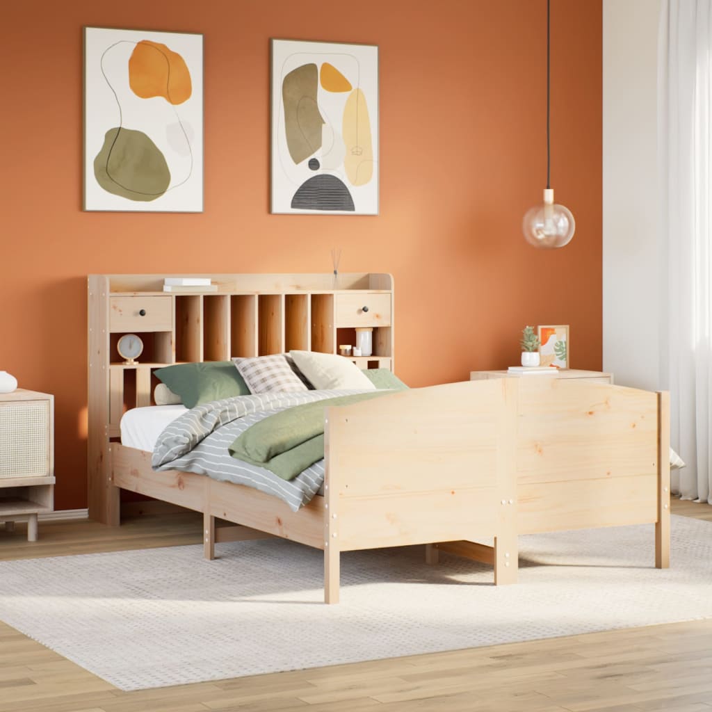 Lit Bibliothèque Sans Matelas Bois Pin Massif