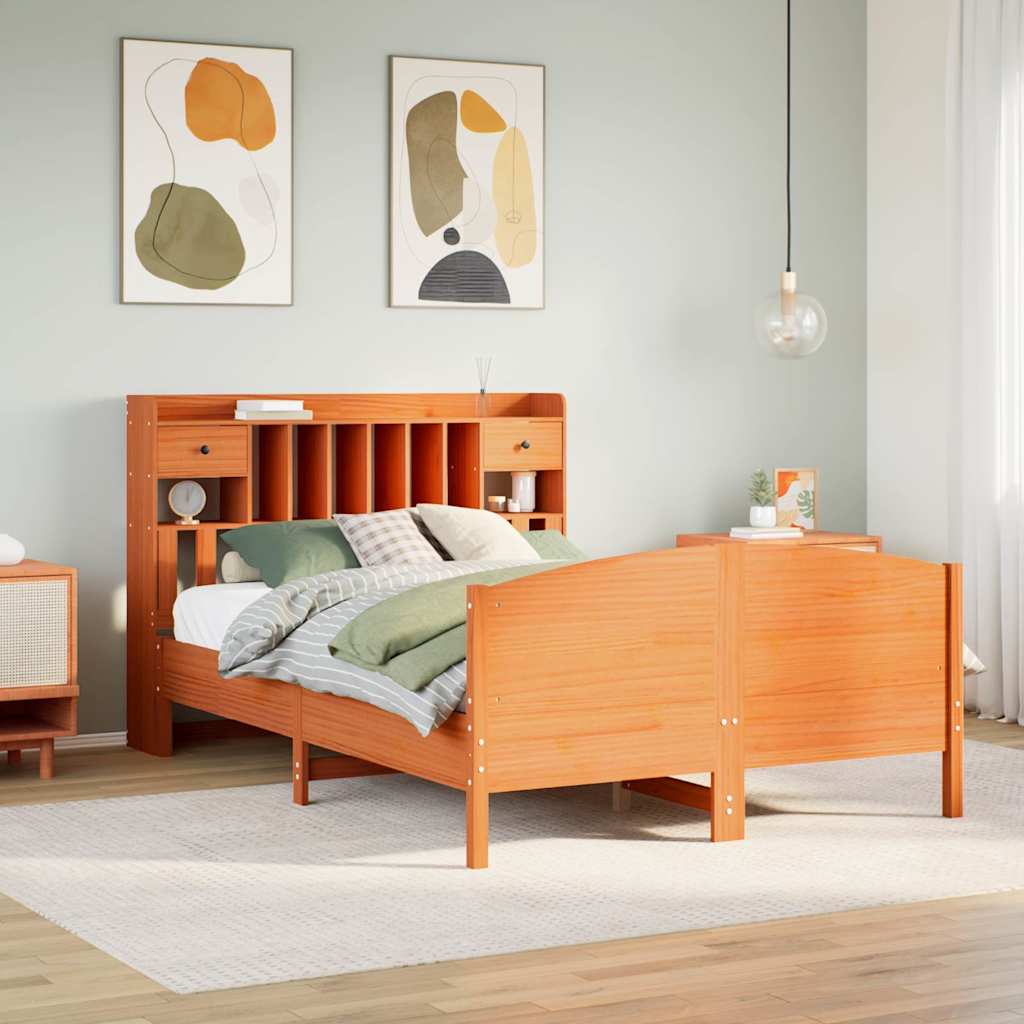 Lit Bibliothèque Sans Matelas Bois Pin Massif
