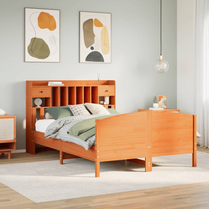 Lit Bibliothèque Sans Matelas Bois Pin Massif