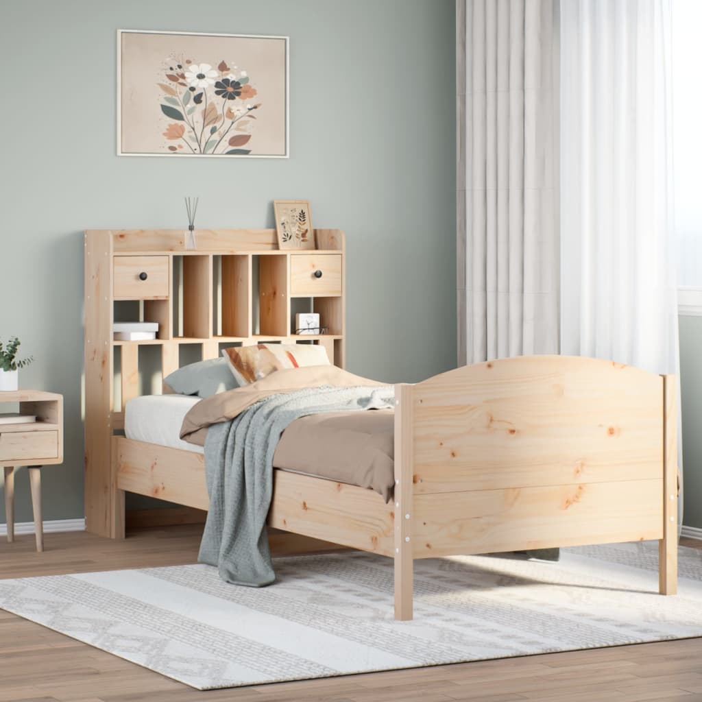 Lit Bibliothèque Sans Matelas Bois Pin Massif