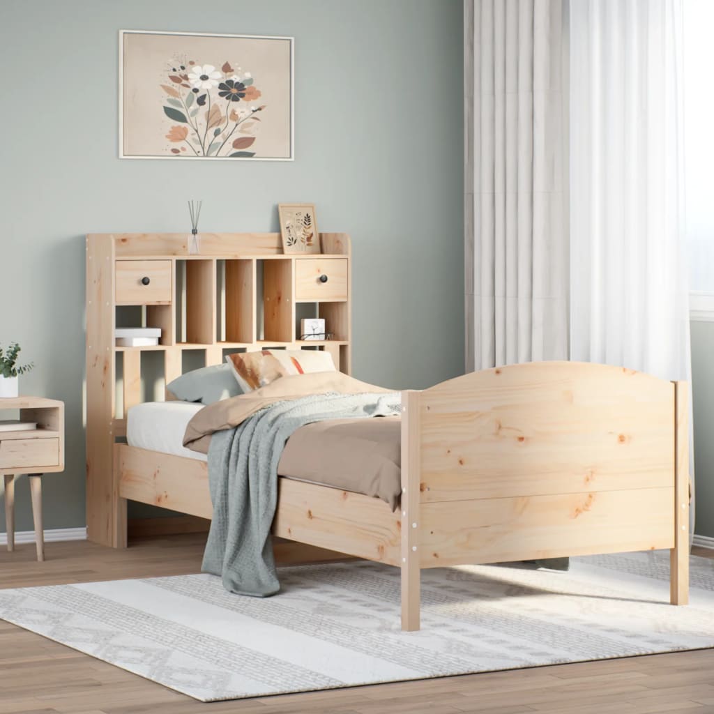 Lit Bibliothèque Sans Matelas Bois Pin Massif