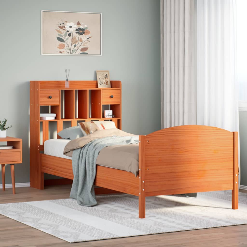 Lit Bibliothèque Sans Matelas Bois Pin Massif