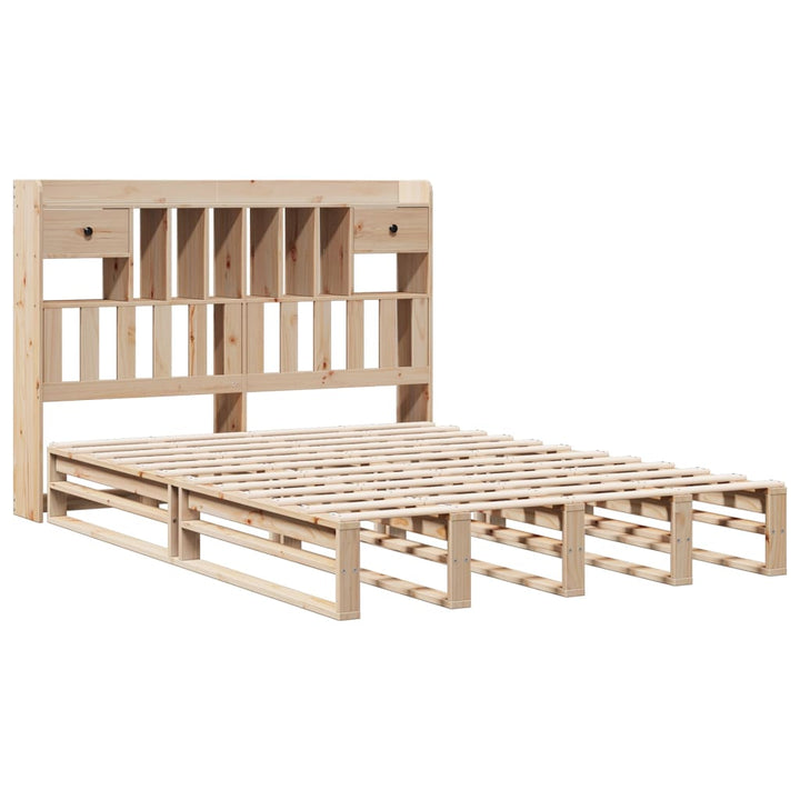 Lit Bibliothèque Sans Matelas Bois De Pin Massif