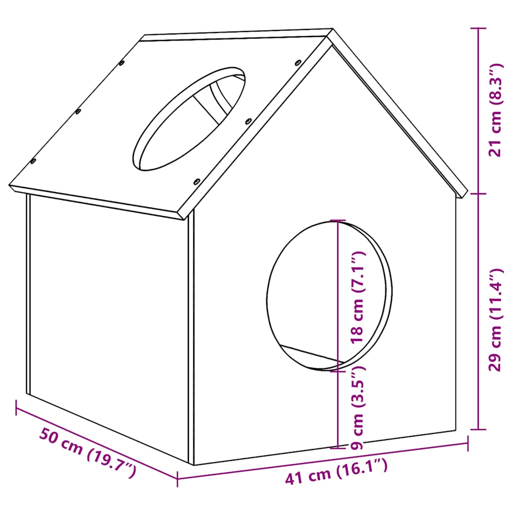 Maison Pour Chat 41X50X50 Cm Bois De Pin Massif
