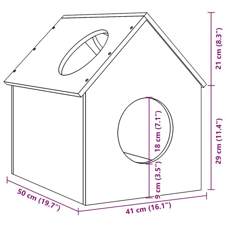 Maison Pour Chat 41X50X50 Cm Bois De Pin Massif