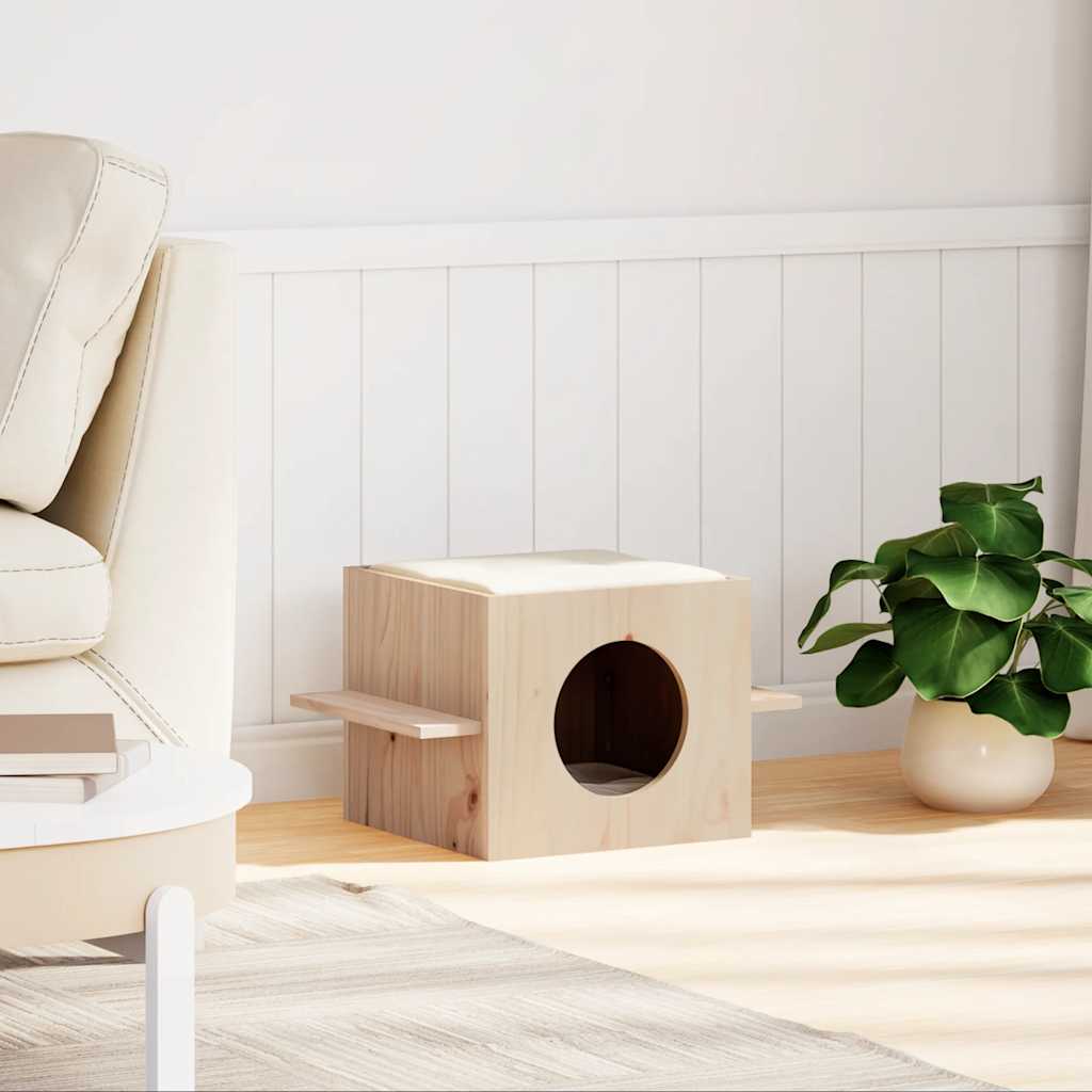 Maison Pour Chat 51X35X30 Cm Bois De Pin Massif