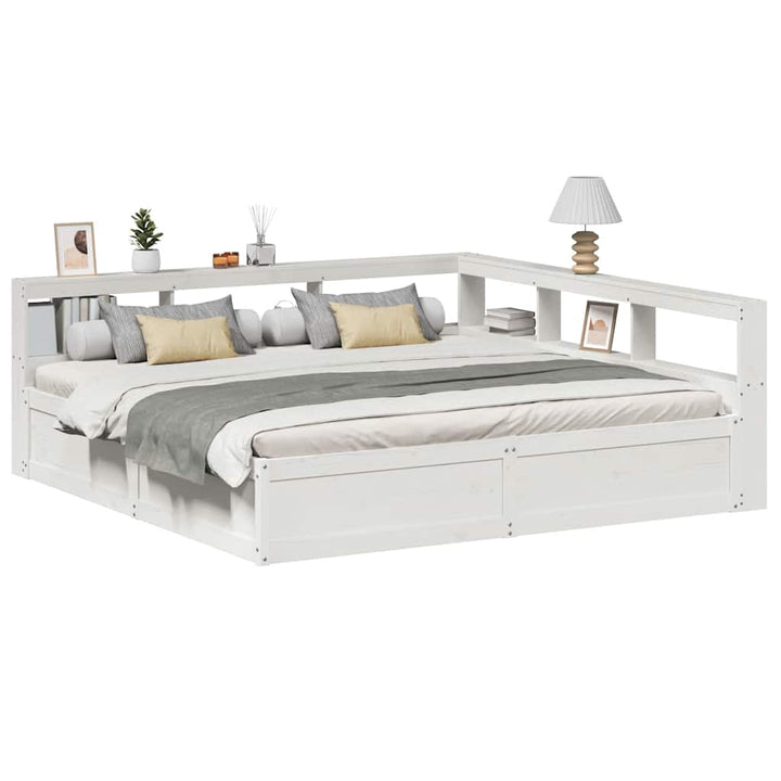 Lit Bibliothèque Sans Matelas Cire Marron Pin Massif