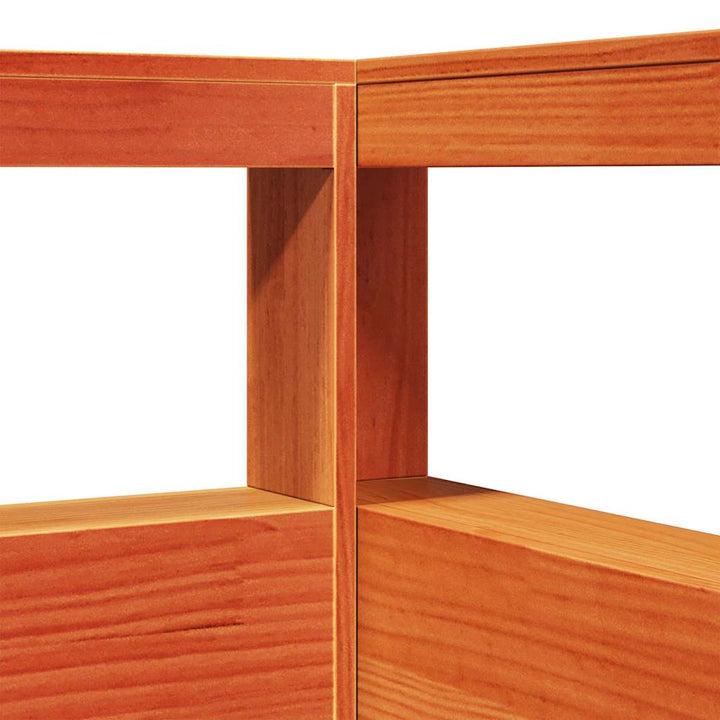 Lit Bibliothèque Sans Matelas Cire Marron Pin Massif