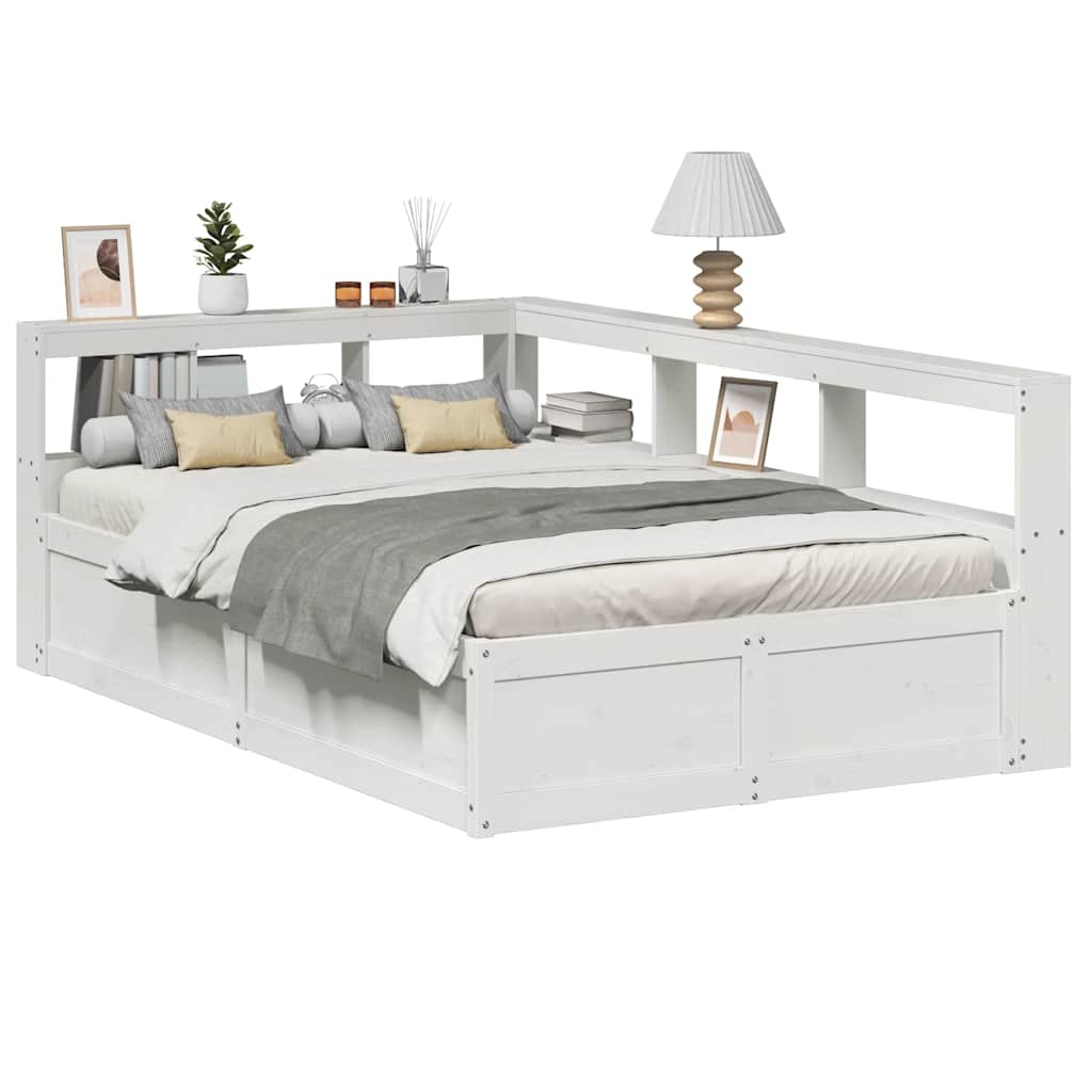 Lit Bibliothèque Sans Matelas Cire Marron Pin Massif