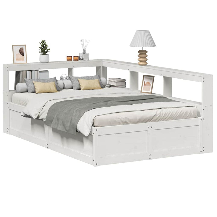 Lit Bibliothèque Sans Matelas Cire Marron Pin Massif